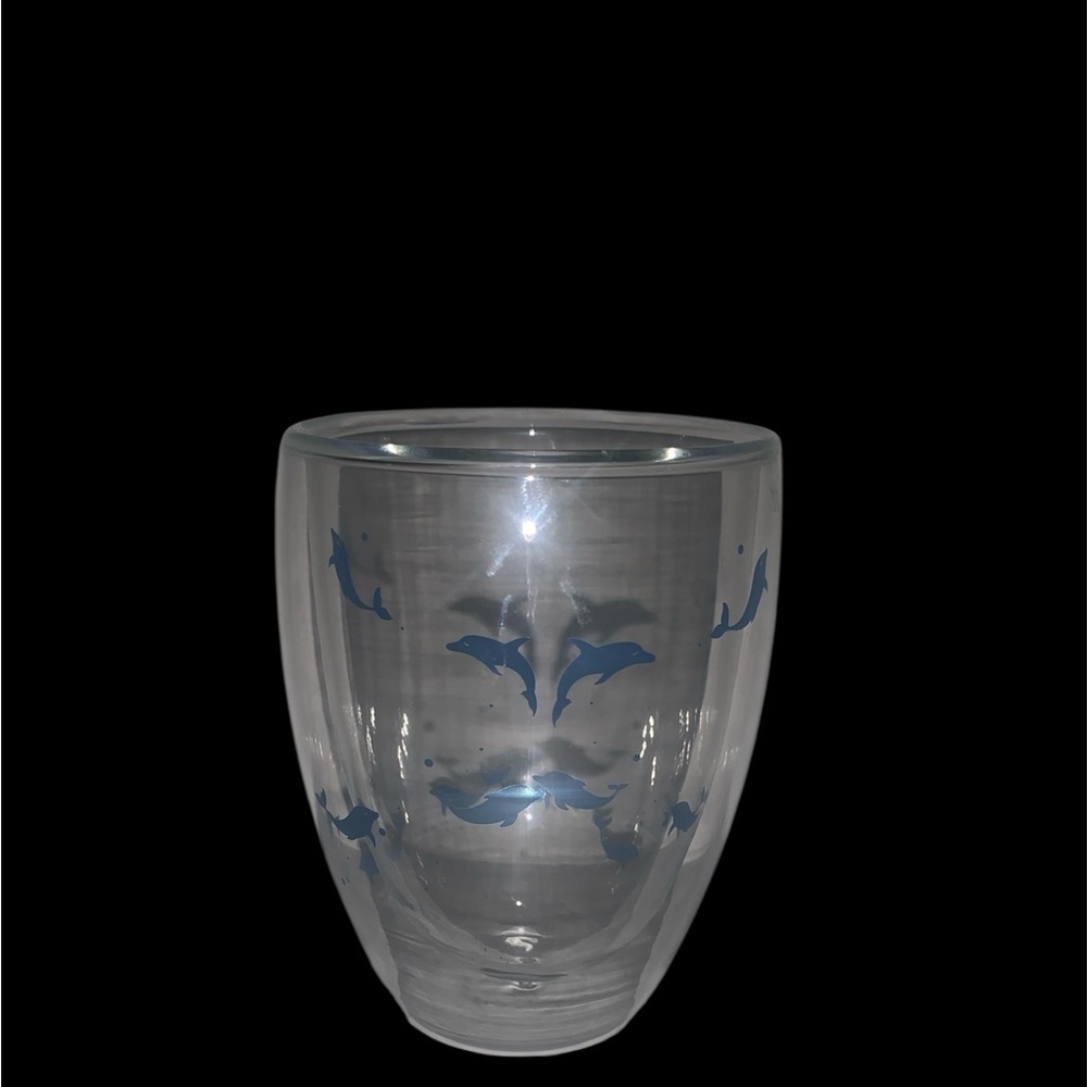 Clear Glass with Blue Dolphin Design